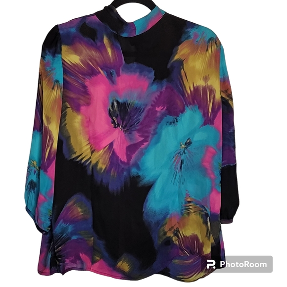Worthington Multicolor Lightweight Blouse Size PXL with 3/4 Sleeve and B… - Picture 8 of 8